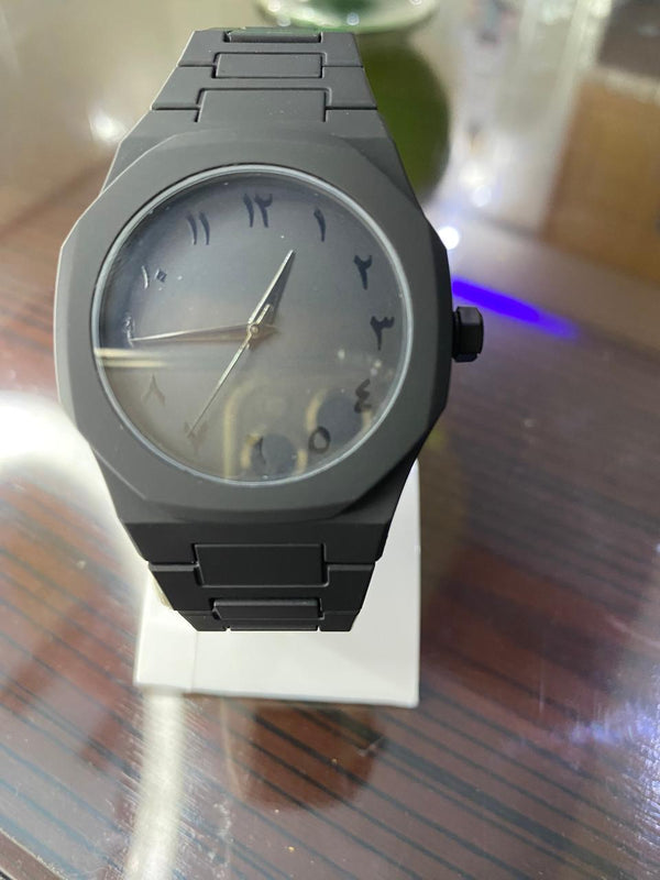 original black arabic aura watch with fiber material